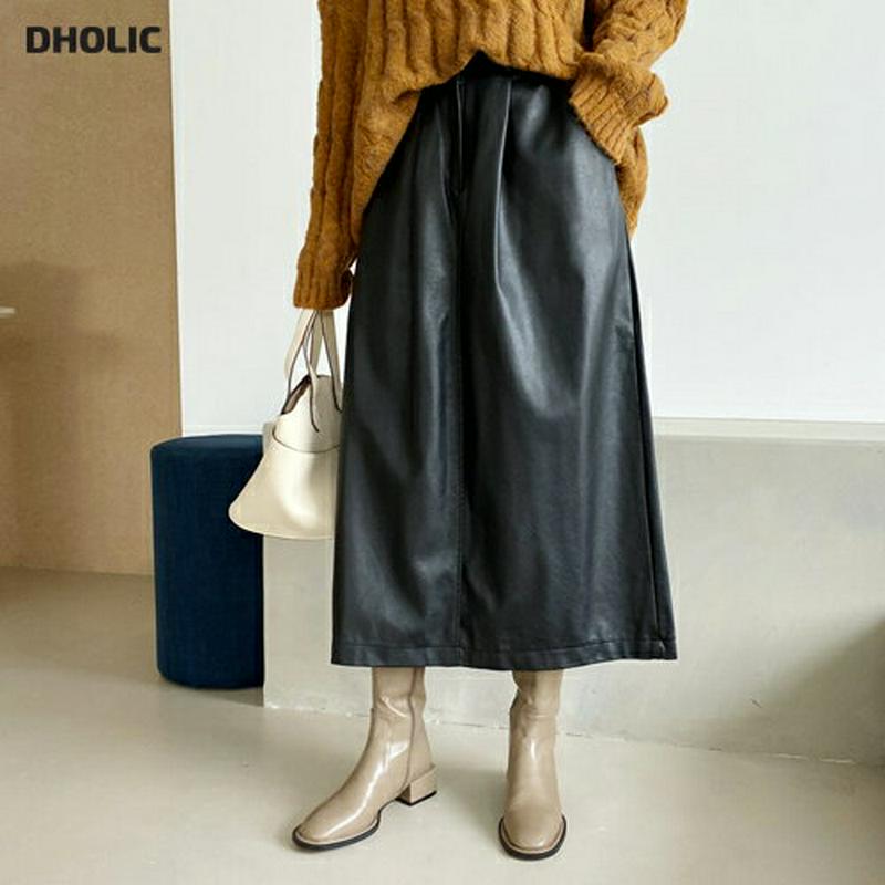 【新作10%OFF】裏起毛エコレザースカート・全2色・t65484 レディース 【sk】【スカート ロング ロングスカート レザー フェイクレザー エコレザー 裏起毛 単色 無地 シンプル 大人 秋 冬 韓国 ファッション】【ハイホリHIHOLLI】
