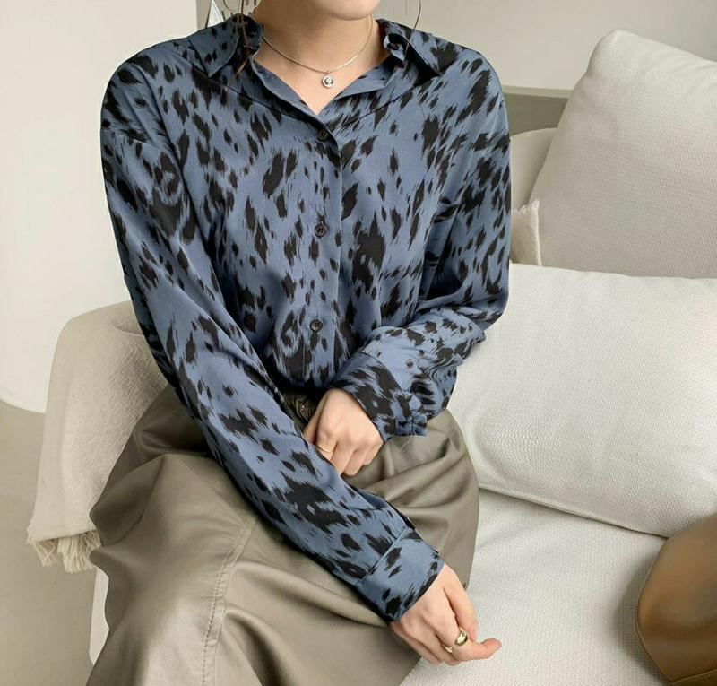 【只今10%OFF】レオパードシャツブラウス・全3色・t65476 レディース 【bl】【トップス シャツ ブラウス シャツブラウス レオ—パード 豹柄 ヒョウ柄 アニマル柄 長袖 カジュアル 秋 冬 韓国 ファッション】【ハイホリHIHOLLI】