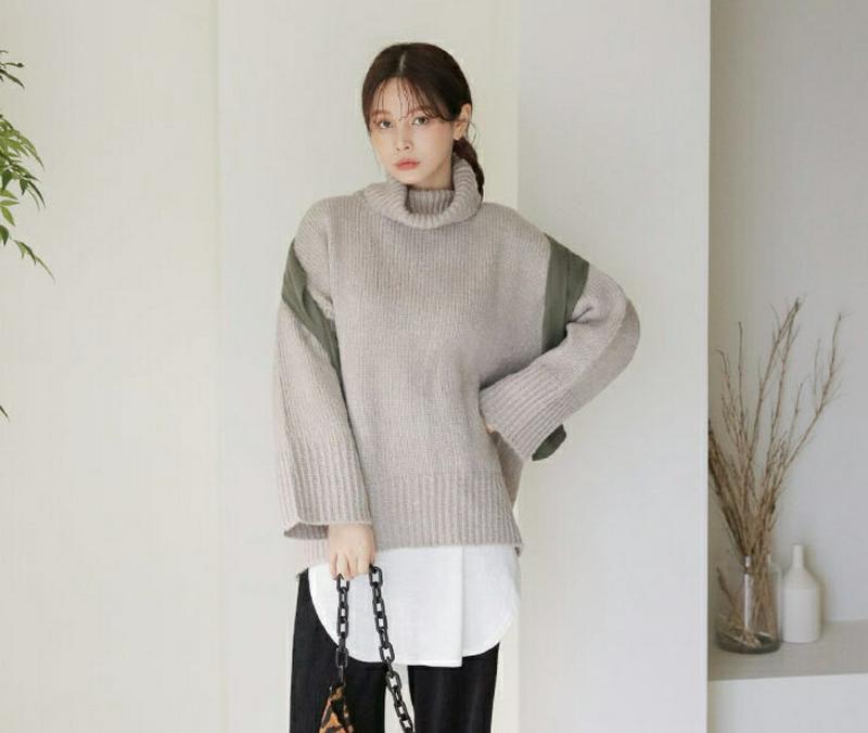 【只今10%OFF】ルーズタートルニット・全3色・b65415 レディース 【tops】【トップス ニット ニットトップス 長袖 タートルネック タートル ルーズ ベーシック ゆったり 単色 無地 シンプル カジュアル ラフ 秋 冬 韓国 ファッション】【ハイホリHIHOLLI】