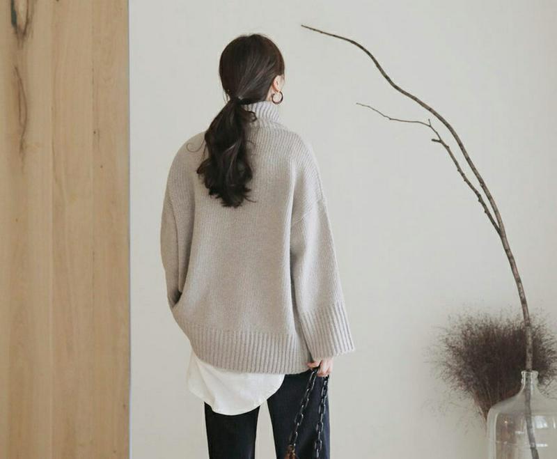 【只今10%OFF】ルーズタートルニット・全3色・b65415 レディース 【tops】【トップス ニット ニットトップス 長袖 タートルネック タートル ルーズ ベーシック ゆったり 単色 無地 シンプル カジュアル ラフ 秋 冬 韓国 ファッション】【ハイホリHIHOLLI】