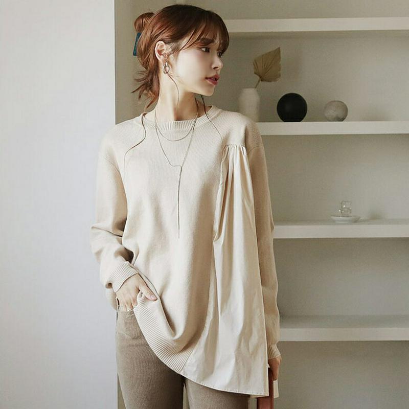 【只今10%OFF】サイドフレアニット・全2色・b65363 レディース 【tops】【トップス ニット ニットトップス フレア フレアトップス 単色 無地 シンプル カジュアル ラフ 秋 冬 韓国 ファッション】【ハイホリHIHOLLI】