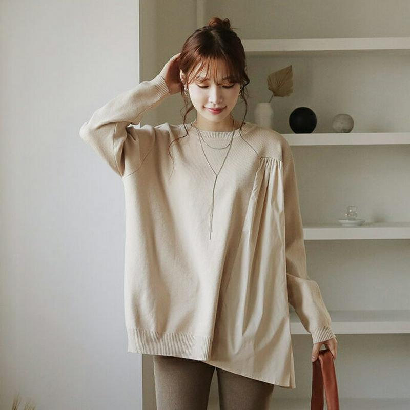 【只今10%OFF】サイドフレアニット・全2色・b65363 レディース 【tops】【トップス ニット ニットトップス フレア フレアトップス 単色 無地 シンプル カジュアル ラフ 秋 冬 韓国 ファッション】【ハイホリHIHOLLI】