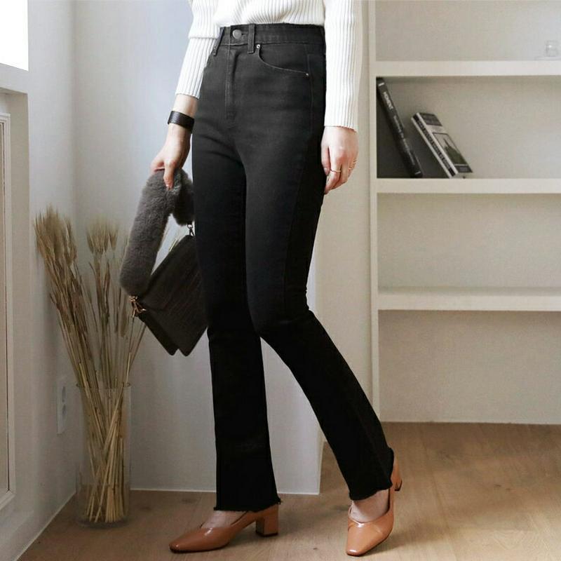 【只今10%OFF】ブラックブーツカットパンツ・全1色・t65385 レディース 【pt】【パンツ ズボン ロングパンツ 長ズボン ブーツカット ブラック 黒 単色 無地 シンプル カジュアル ラフ 秋 冬 韓国 ファッション】【ハイホリHIHOLLI】