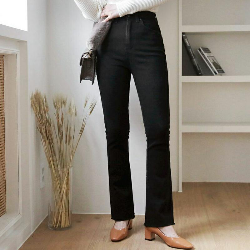 【只今10%OFF】ブラックブーツカットパンツ・全1色・t65385 レディース 【pt】【パンツ ズボン ロングパンツ 長ズボン ブーツカット ブラック 黒 単色 無地 シンプル カジュアル ラフ 秋 冬 韓国 ファッション】【ハイホリHIHOLLI】