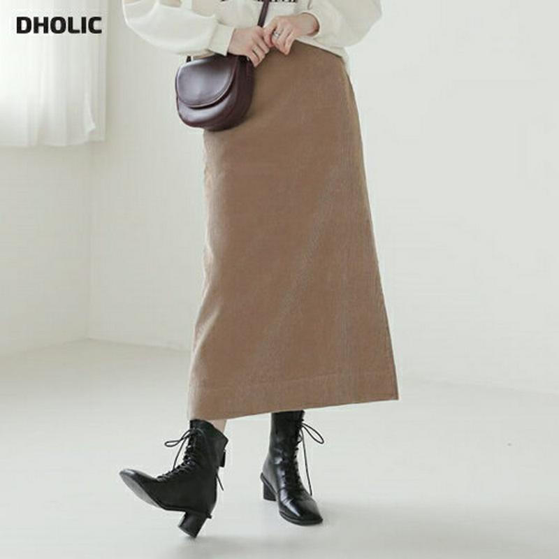 コーデュロイポケットスカート・全3色・b62005 レディース 【sk】韓国ファッション ボトムス スカート ロング Aライン フレア 無地 やわらかい ソフト カジュアル 秋 冬