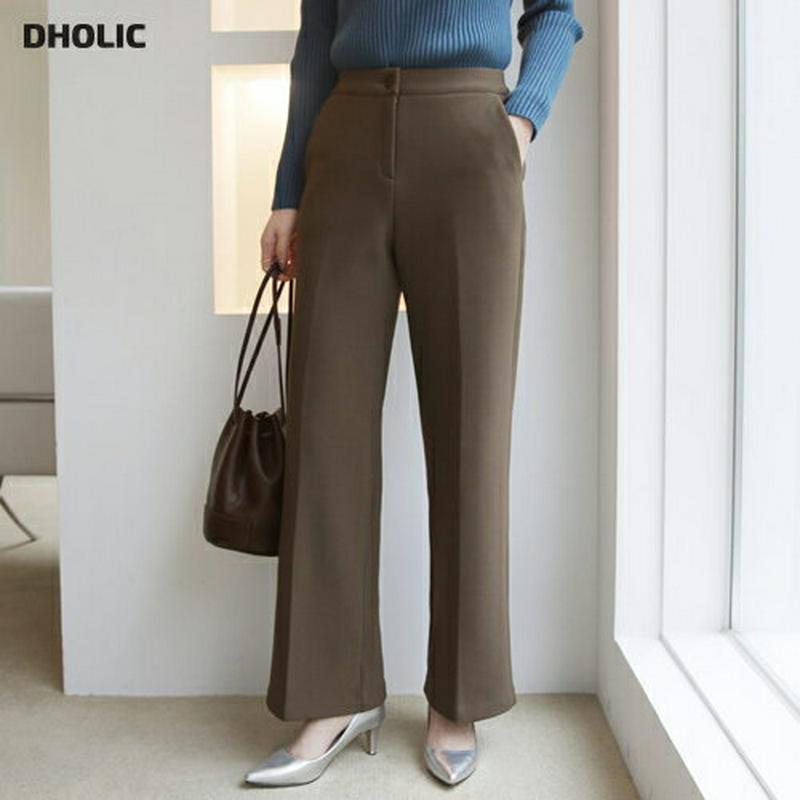 【只今10%OFF】裏起毛ワイドスラックス・全3色・t65383 レディース 【pt】【スラックス パンツ ズボン ロングパンツ 長ズボン 単色 無地 シンプル オフィスカジュアル 大人 きれいめ 裏起毛 冬 韓国 ファッション】【ハイホリHIHOLLI】