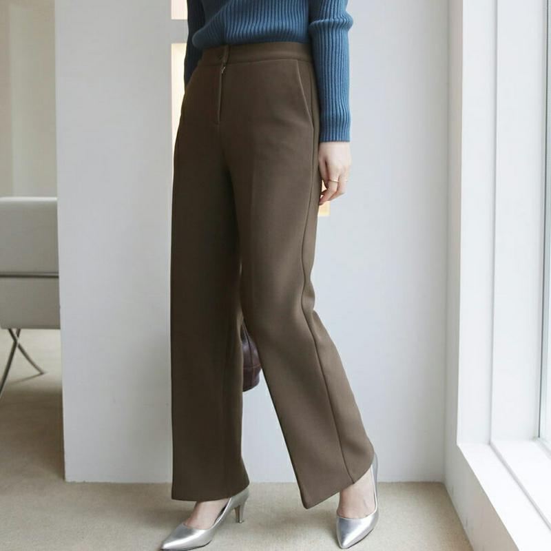 【只今10%OFF】裏起毛ワイドスラックス・全3色・t65383 レディース 【pt】【スラックス パンツ ズボン ロングパンツ 長ズボン 単色 無地 シンプル オフィスカジュアル 大人 きれいめ 裏起毛 冬 韓国 ファッション】【ハイホリHIHOLLI】