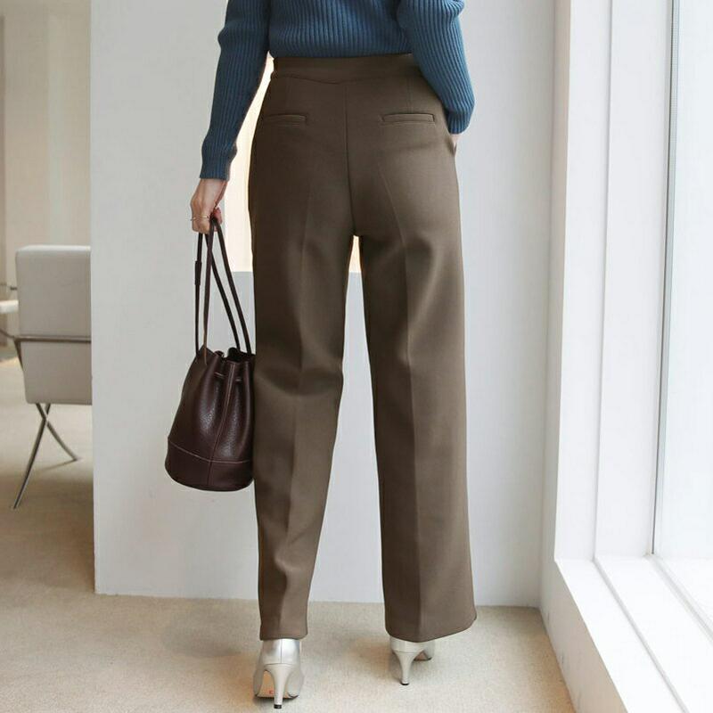 【只今10%OFF】裏起毛ワイドスラックス・全3色・t65383 レディース 【pt】【スラックス パンツ ズボン ロングパンツ 長ズボン 単色 無地 シンプル オフィスカジュアル 大人 きれいめ 裏起毛 冬 韓国 ファッション】【ハイホリHIHOLLI】