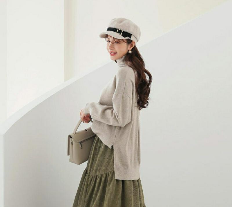 【只今10%OFF】タートルネックスリットニット・全5色・t65277 レディース 【tops】【トップス ニット ニットトップス 長袖 タートルネック ハイネック 単色 無地 シンプル スリット カジュアル ラフ 秋 冬 韓国 ファッション】【ハイホリHIHOLLI】