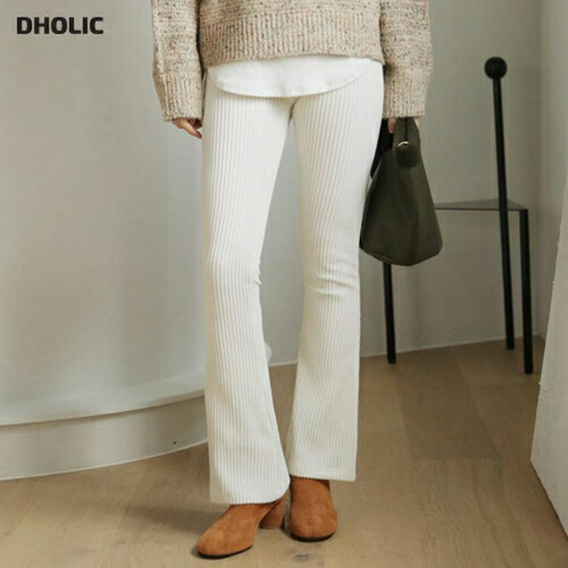 【只今10%OFF】リブベロアブーツカットパンツ・全3色・b65382 レディース 【pt】【パンツ ズボン ロングパンツ 長ズボン ブーツカット 単色 無地 シンプル カジュアル ベロア リブ リブパンツ 秋 冬 韓国 ファッション】【ハイホリHIHOLLI】