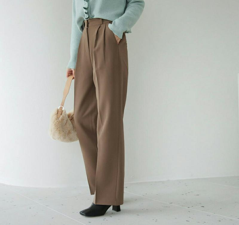 【只今10%OFF】裏起毛タックワイドスラックス・全3色・t65344 レディース 【pt】【パンツ ズボン ロングパンツ スラックス ワイドスラックス ワイド 裏起毛 タック 単色 無地 シンプル オフィスカジュアル 冬 韓国 ファッション】【ハイホリHIHOLLI】