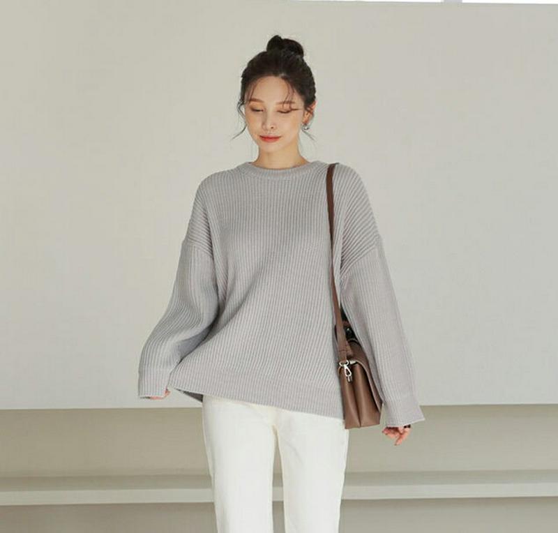 【只今10%OFF】ラウンドネックニット・全4色・t65272 レディース 【tops】【トップス ニット ニットトップス 長袖 ラウンドネック 単色 無地 シンプル カジュアル ラフ ベーシック 秋 冬韓国 ファッション】【ハイホリHIHOLLI】
