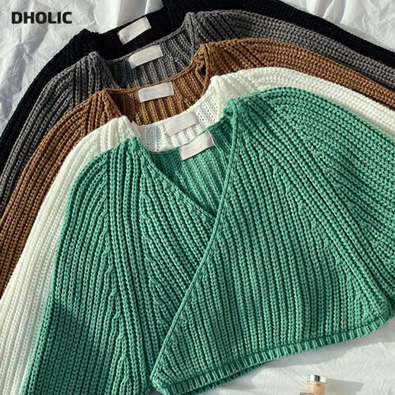 【只今10%OFF】カシュクールニット・全5色・t64583 レディース 【tops】【韓国 ファッション トップス ニット Vネック ラップ リブニット 長袖 ボリューム袖 ぼわん袖 パフスリーブ クロップド ローゲージ カジュアル 秋 冬】