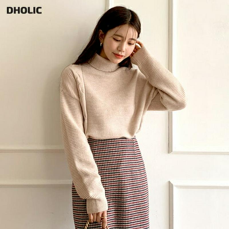 【只今10%OFF】サイドツイストニット・全3色・b64581 レディース 【tops】【韓国 ファッション トップス ニット ハイネック タートルネック 長袖 ロングスリーブ ドロップショルダー ルーズ ゆったり 体型カバー オーバーサイズ お尻カバー カジュアル 秋 冬】