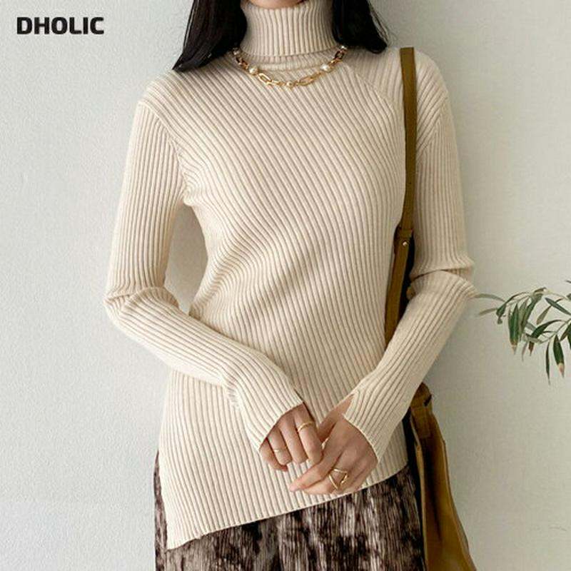 【只今10%OFF】アンバランスタートルニット・全3色・t64572 レディース 【tops】【韓国 ファッション トップス ニット ハイネック 長袖 リブニット スリム 細身 タイト アシンメトリー アシメ 無地 カジュアル 秋 冬】