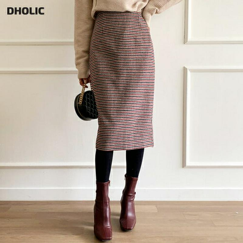 ハウンドトゥースペンシルスカート・全2色・b64580 レディース 【sk】【韓国 ファッション ボトムス スカート ロング ミモレ丈 Hライン パターン 柄 千鳥柄 千鳥 レトロ ビンテージ カジュアル 秋 冬】