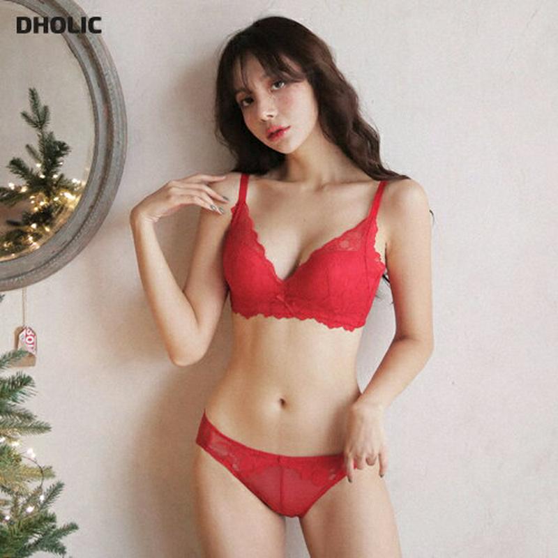 レースプッシュアップランジェリー・全5色・e44337 レディース 【uw】【韓国 ファッション アンダーウェア ランジェリー セット ブラジャー ブラ ショーツ パンツ パンティー ワイヤレス 三角 フルカップ 脇高 盛れる 盛る 盛りブラ セクシー 総レース 上品 】