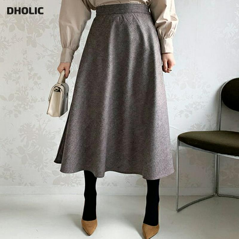 【只今10%OFF】ヘリンボーンフレアスカート・全2色・b65540 レディース 【sk】【スカート ロング ロングスカート フレア フレアスカート ヘリンボーン 大人 シック 秋 冬 韓国 ファッション】【ハイホリHIHOLLI】