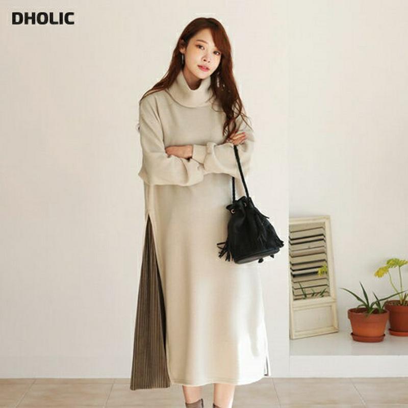 【只今10%OFF】起毛ツイストネックワンピース・全3色・b65624 レディース 【ops】【ワンピース ロング ロングワンピース 長袖 起毛 ツイスト ハイネック タートルネック タートル プリーツ サイドプリーツ 上品 秋 冬 韓国 ファッション】【ハイホリHIHOLLI】