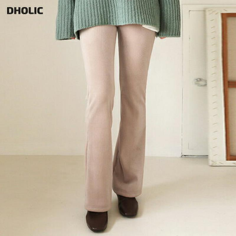裏起毛リブブーツカットパンツ・全3色・t65534 レディース 【pt】【パンツ ズボン ロングパンツ ボトムス ブーツカット リブ リブパンツ 単色 無地 シンプル カジュアル ウエストゴム ラフ 裏起毛 冬 韓国 ファッション】【ハイホリHIHOLLI】