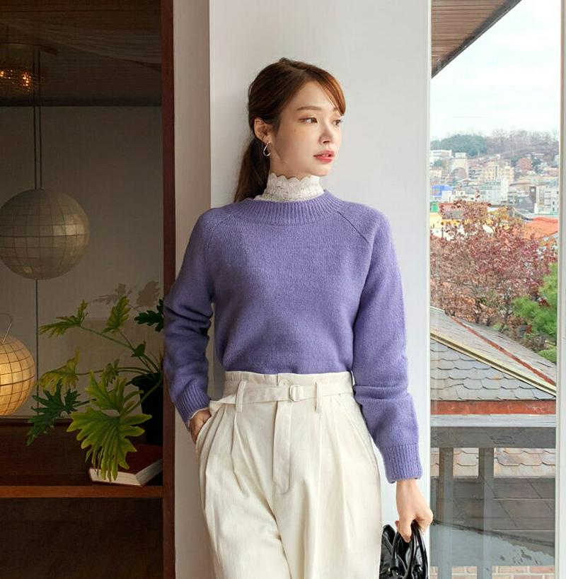 【只今10%OFF】ラグランニット・全5色・b65517 レディース 【tops】【トップス ニット ニットトップス 長袖 ラグランスリーブ 単色 無地 シンプル ベーシック カジュアル ラフ 秋 冬 韓国 ファッション】【ハイホリHIHOLLI】