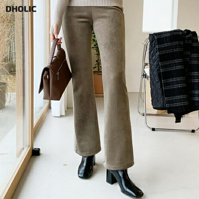 【只今10%OFF】裏起毛ブーツカットベロアパンツ・全3色・b56321 レディース 【pt】【韓国 ファッション ボトムス パンツ ロング セミブーツカット ウエストゴム タイト 細身 ベルベット カジュアル 秋 冬】