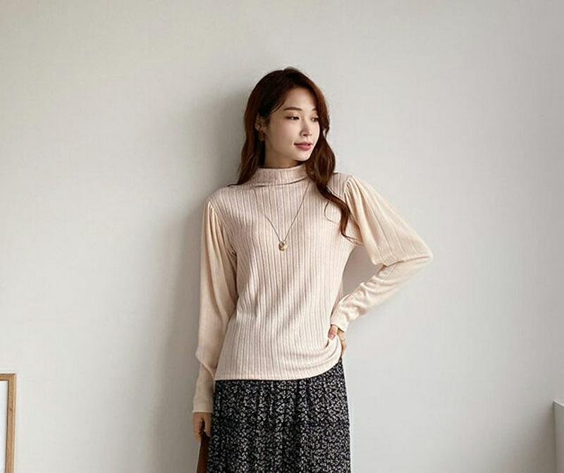 【只今10%OFF】コントラストハーフネックニット・全4色・t65334 レディース 【tops】【トップス ニット ニットトップス 長袖 ハーフネック コントラスト フェミニン かわいい 秋 冬 韓国 ファッション】【ハイホリHIHOLLI】