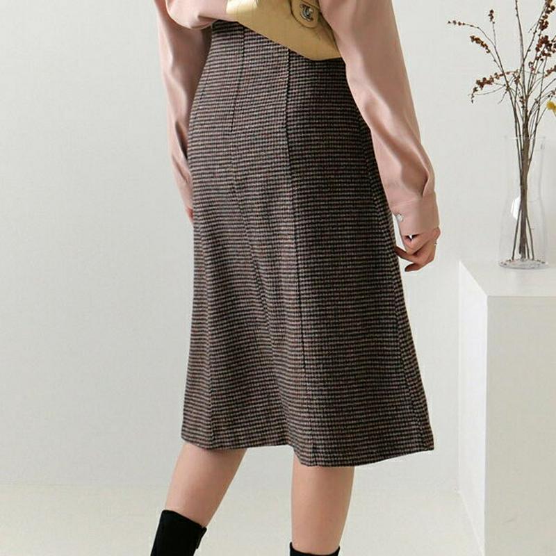 【只今10%OFF】ダブルボタンチェックスカート・全2色・b64551 レディース 【sk】【韓国 ファッション ボトムス スカート ミディアム ミドル 膝丈 膝下 スリム 細身 フレア Aライン ギンガムチェック クラシック ビンテージ カジュアル 秋 冬】