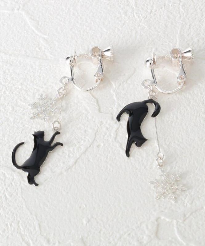 キャット×雪の結晶イヤリングSET