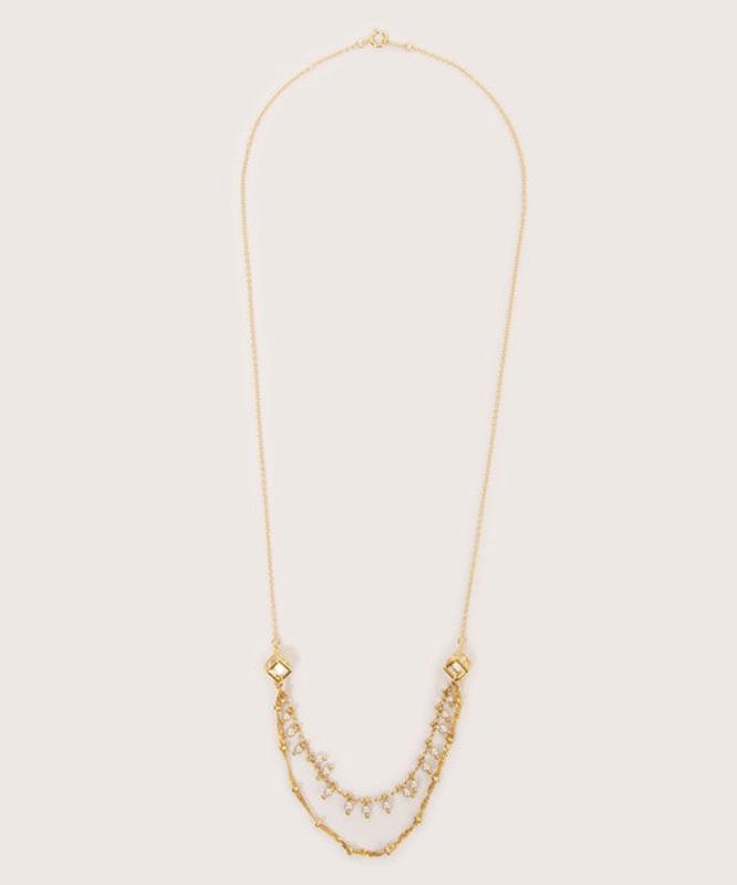 【セットで自分へのご褒美に】K14GF ガラス＆パールネックレス＆ピアス