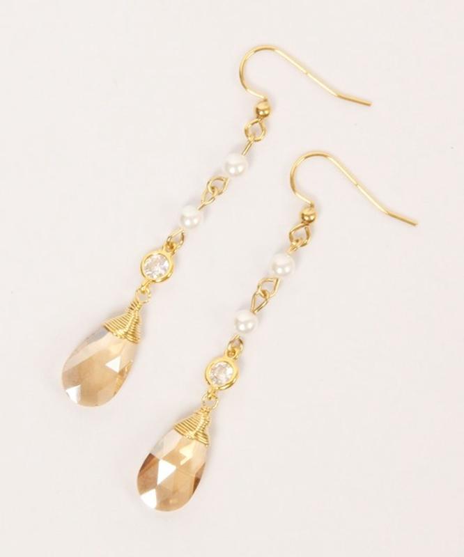 【セットで自分へのご褒美に】K14GF クリスタルネックレス＆ピアスセット