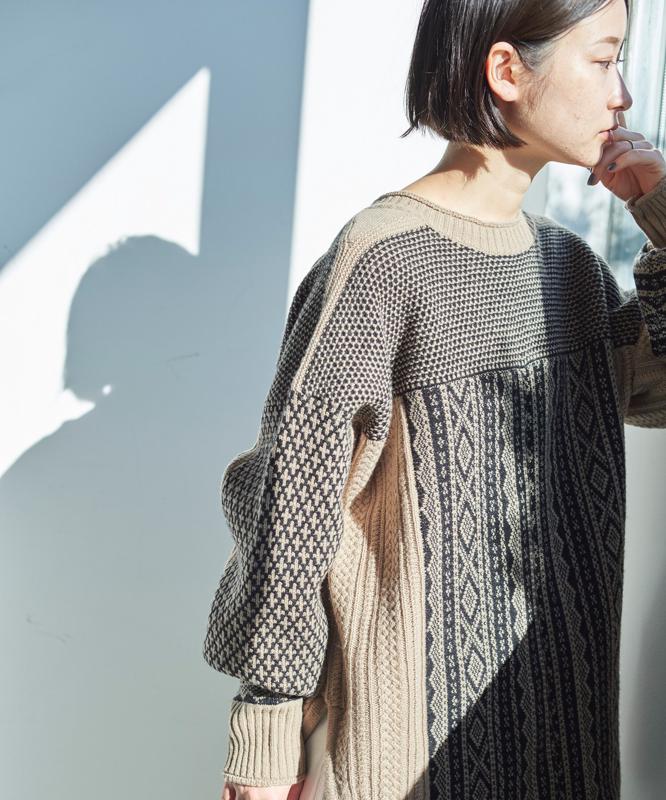 △○ラム/Ny ジャガードニットバックリボンプルオーバー（cardo fabrica）