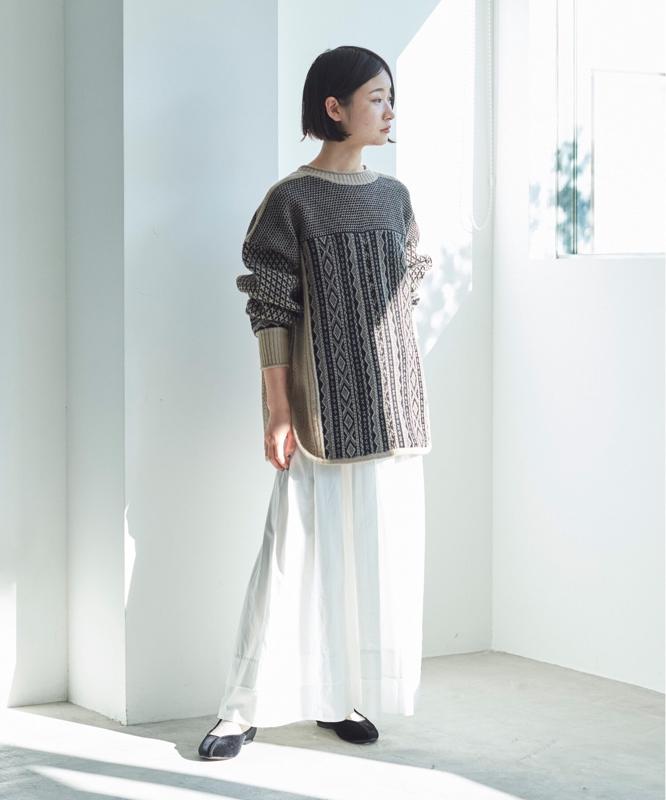 △○ラム/Ny ジャガードニットバックリボンプルオーバー（cardo fabrica）
