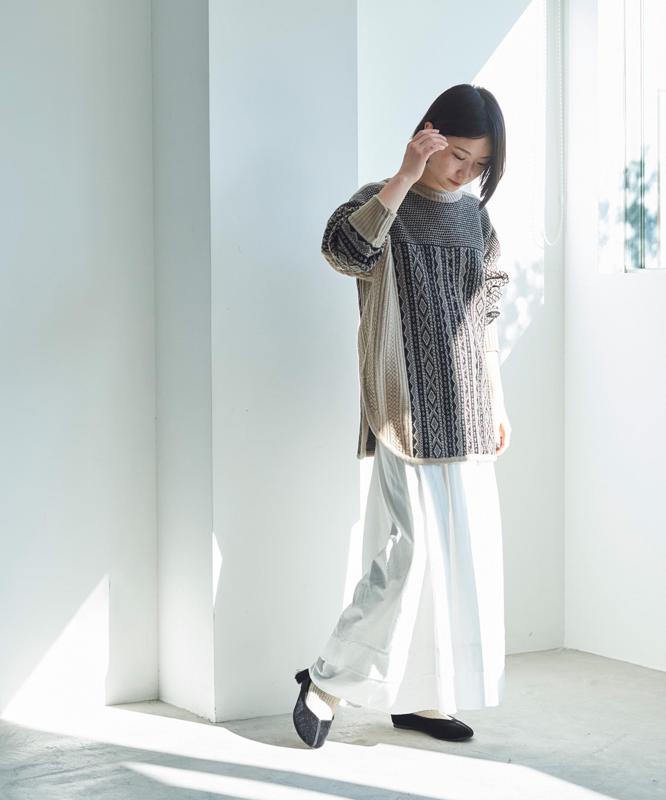△○ラム/Ny ジャガードニットバックリボンプルオーバー（cardo fabrica）