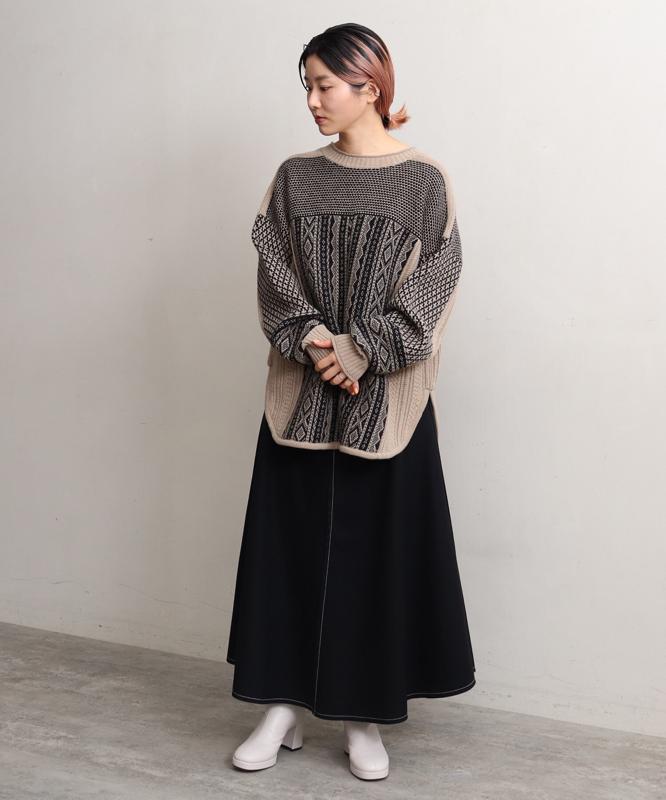 △○ラム/Ny ジャガードニットバックリボンプルオーバー（cardo fabrica）