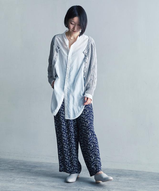 ●○小紋柄風通ジャカード タックパンツ（cardo fabrica）