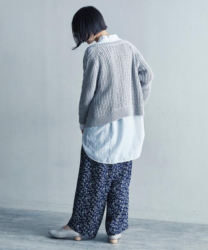 ●○小紋柄風通ジャカード タックパンツ（cardo fabrica）