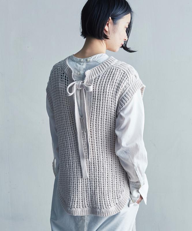 ○透かしリブバックリボンベスト（cardo fabrica）