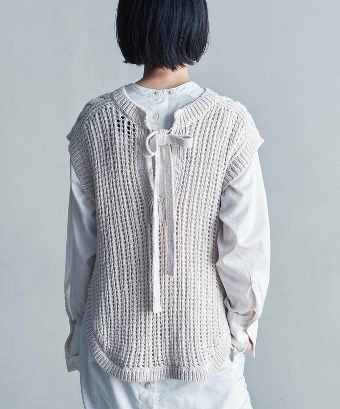 ○透かしリブバックリボンベスト（cardo fabrica）