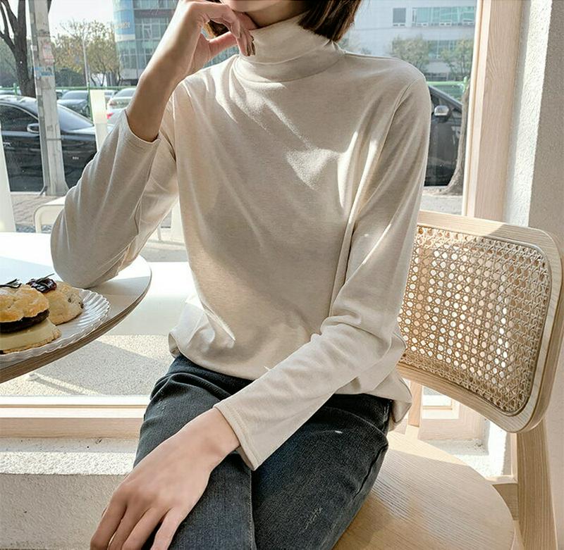 【SALE】mayblue(メイブルー)タートルネック裏起毛tシャツ【12/7up_chj】タートルネック　トップス　長袖　ベーシック　シンプル【即納】★