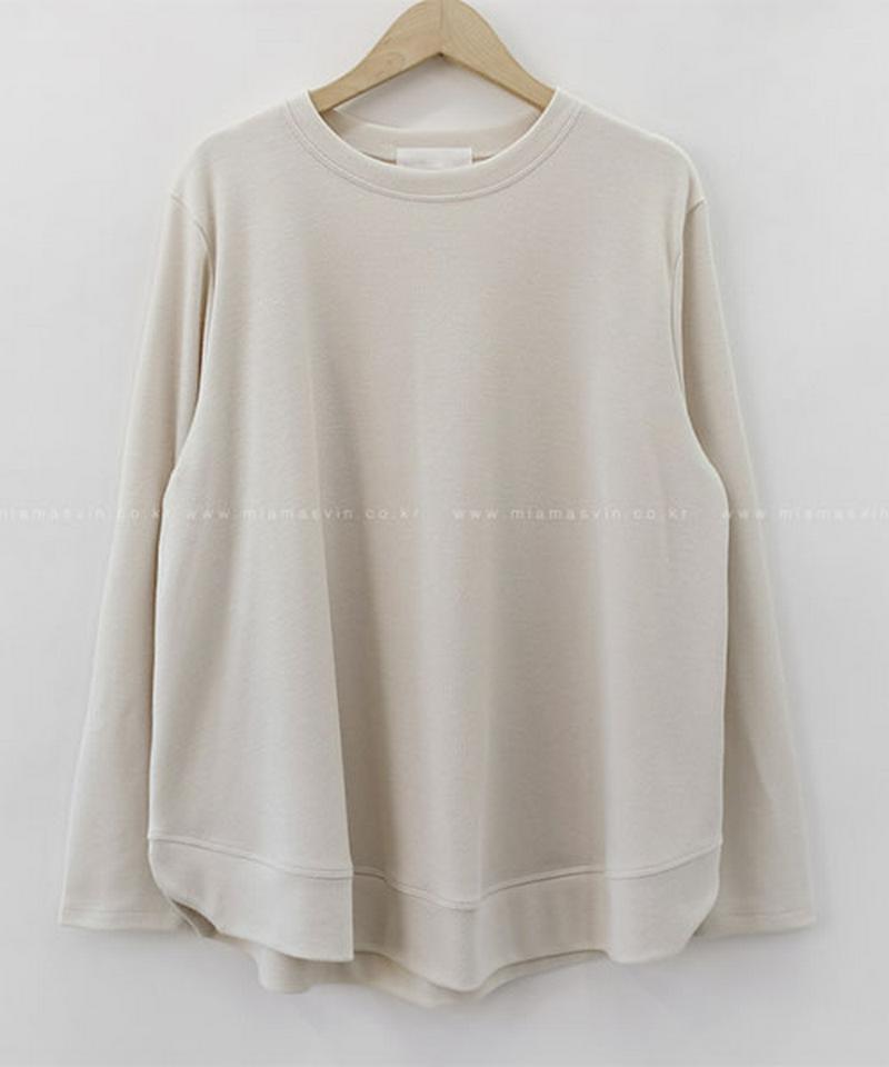 Miamasvin(ミアマスビン)裾リブ長袖Tシャツ【12/7up_wo】【メール便】韓国 韓国ファッション　トップス tシャツ 長袖 ラウンドヘム ゆったり 無地t ロンt レディース ファッション【5】