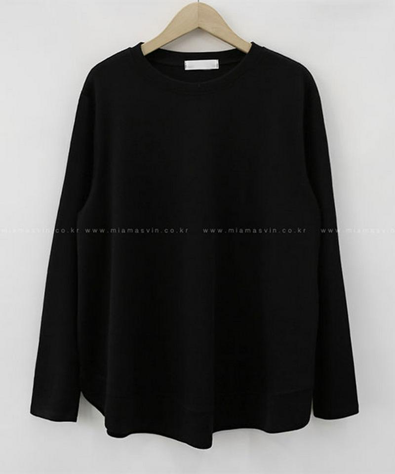 Miamasvin(ミアマスビン)裾リブ長袖Tシャツ【12/7up_wo】【メール便】韓国 韓国ファッション　トップス tシャツ 長袖 ラウンドヘム ゆったり 無地t ロンt レディース ファッション【5】