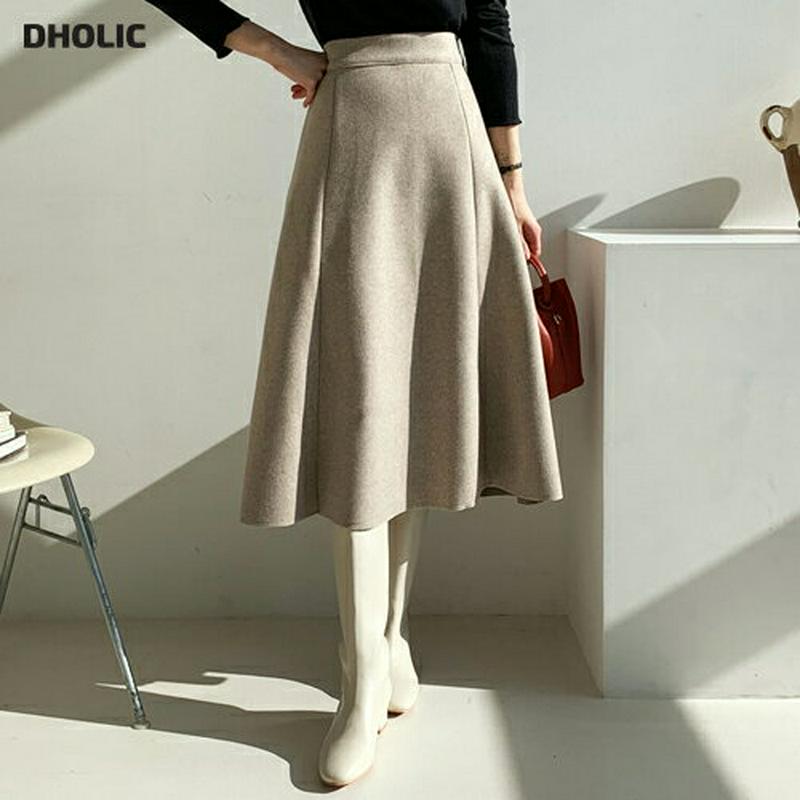 【只今10%OFF】ソフトフレアスカート・全2色・t62062 レディース 【sk】【韓国 ファッション ボトムス　スカート ロング フレア Aライン ミモレスカート 大人 上品 無地 カジュアル 秋 冬】