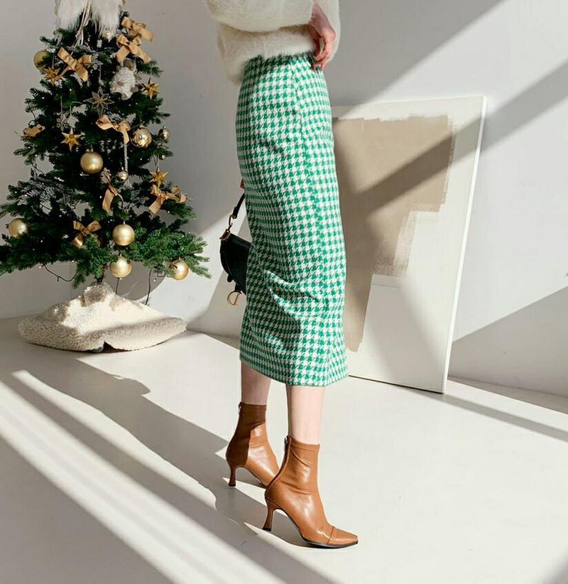 【只今10%OFF】ハウンドトゥーススカート・全2色・b62061 レディース 【sk】【韓国 ファッション ボトムス スカート ロング Hライン スリム 細身 タイトスカート ペンシルスカート チェック 大人 レトロ カジュアル 秋 冬】