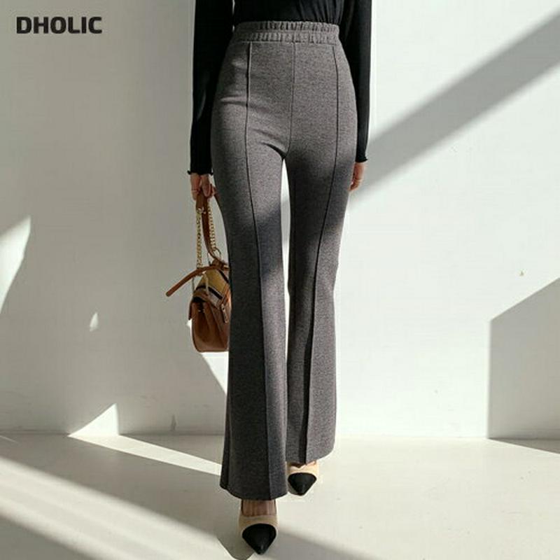 【新作10%OFF】裏起毛ブーツカットパンツ・全3色・t62066 レディース 【pt】【韓国 ファッション ボトムス パンツ ロング フルレングス 10分丈 十分丈 セミブーツカット センターライン ハイウエスト ウエストゴム スリム タイト 無地 カジュアル 秋 冬】