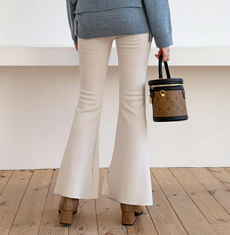 【新作10%OFF】裏起毛ブーツカットパンツ・全3色・t62066 レディース 【pt】【韓国 ファッション ボトムス パンツ ロング フルレングス 10分丈 十分丈 セミブーツカット センターライン ハイウエスト ウエストゴム スリム タイト 無地 カジュアル 秋 冬】