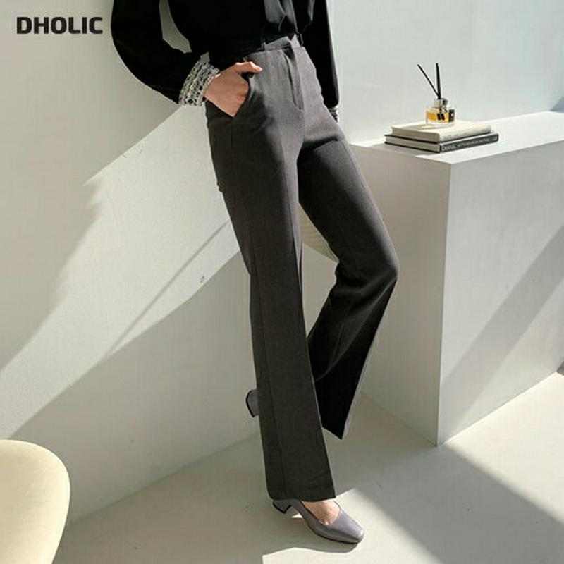 【只今10%OFF】ブーツカットスラックス・全3色・t62064 レディース 【pt】【韓国 ファッション ボトムス パンツ ロング フルレングス 10分丈 十分丈 セミブーツカット ハイウエスト スリム タイト 無地 オフィス 仕事 職場 フォーマル カジュアル 秋 冬】