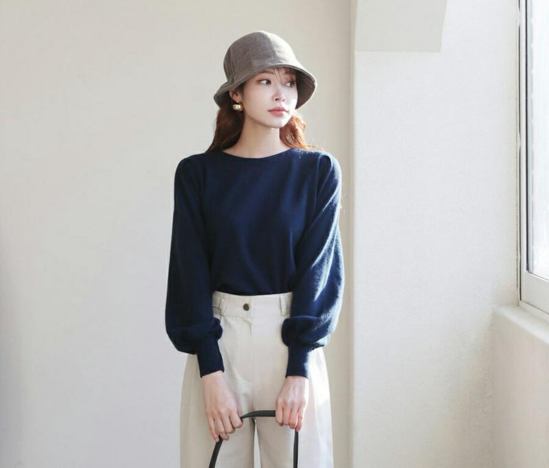 【只今10%OFF】カシミヤ混パフニット・全6色・b65565 レディース 【tops】【トップス ニット ニットトップス カシミヤ パフ袖 パフスリーブ ボリューム袖 ウール 単色 無地 シンプル 冬 韓国 ファッション】【ハイホリHIHOLLI】