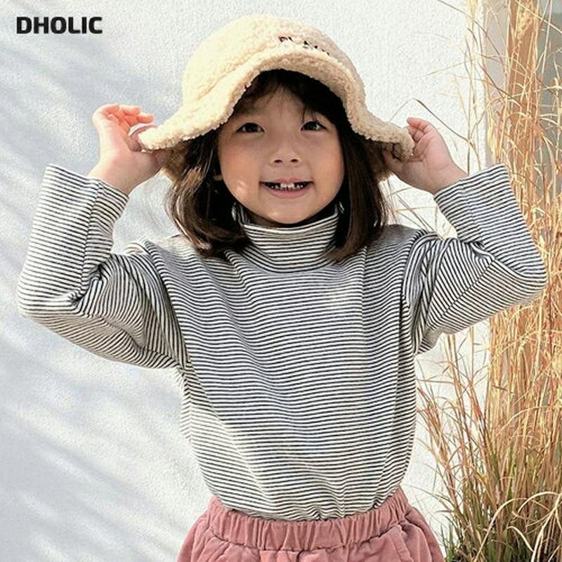 【キッズ30%OFF】ハイネックボーダールーズTシャツ(junior)・u09707 キッズ【9~17才】【tops】【トップス Tシャツ 長袖 ボーダー柄 ハイネック ルーズ ゆったり ラフ カジュアル 女の子 男の子 秋 冬 韓国 韓国子供服 子供 こども 子供服 こども服】【KIDS】