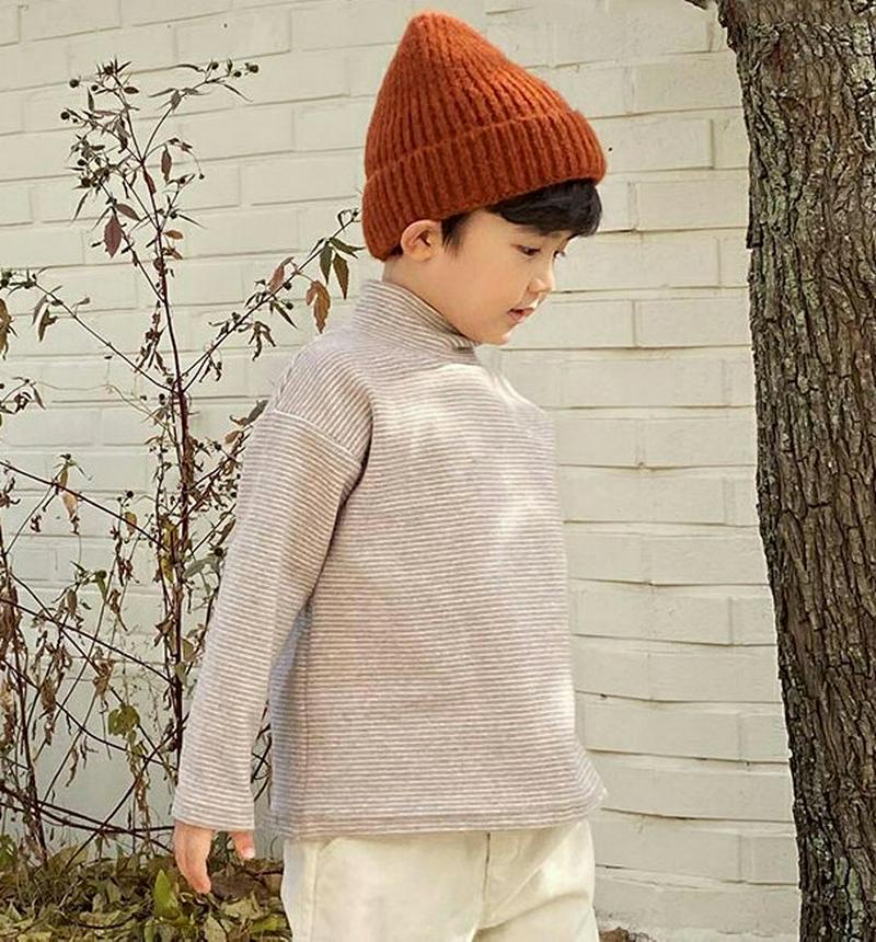 【キッズ30%OFF】ハイネックボーダールーズTシャツ(junior)・u09707 キッズ【9~17才】【tops】【トップス Tシャツ 長袖 ボーダー柄 ハイネック ルーズ ゆったり ラフ カジュアル 女の子 男の子 秋 冬 韓国 韓国子供服 子供 こども 子供服 こども服】【KIDS】